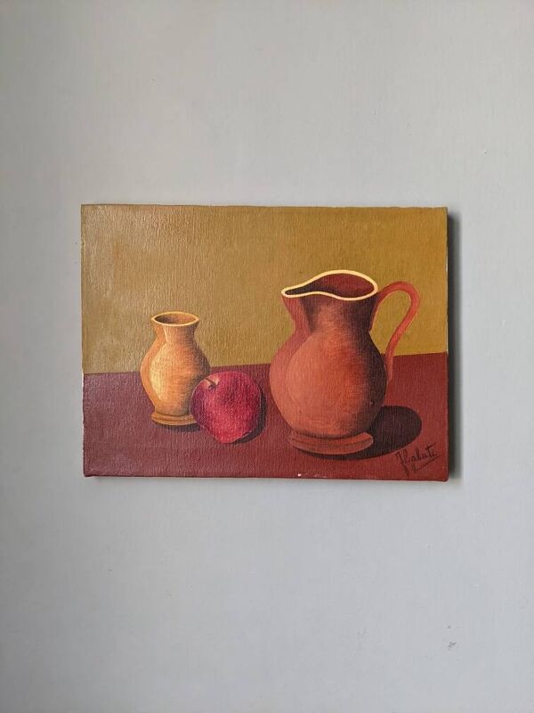 Tableau huile sur toile nature morte contemporaine décoration campagne