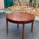 Scandinavian dining table and 4 Hans Olsen style chairs in teak and velvet.