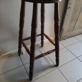 Patinated wooden bar top stool round seat