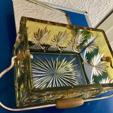 Amber cut crystal bonbonnière, metal mount – Art Deco