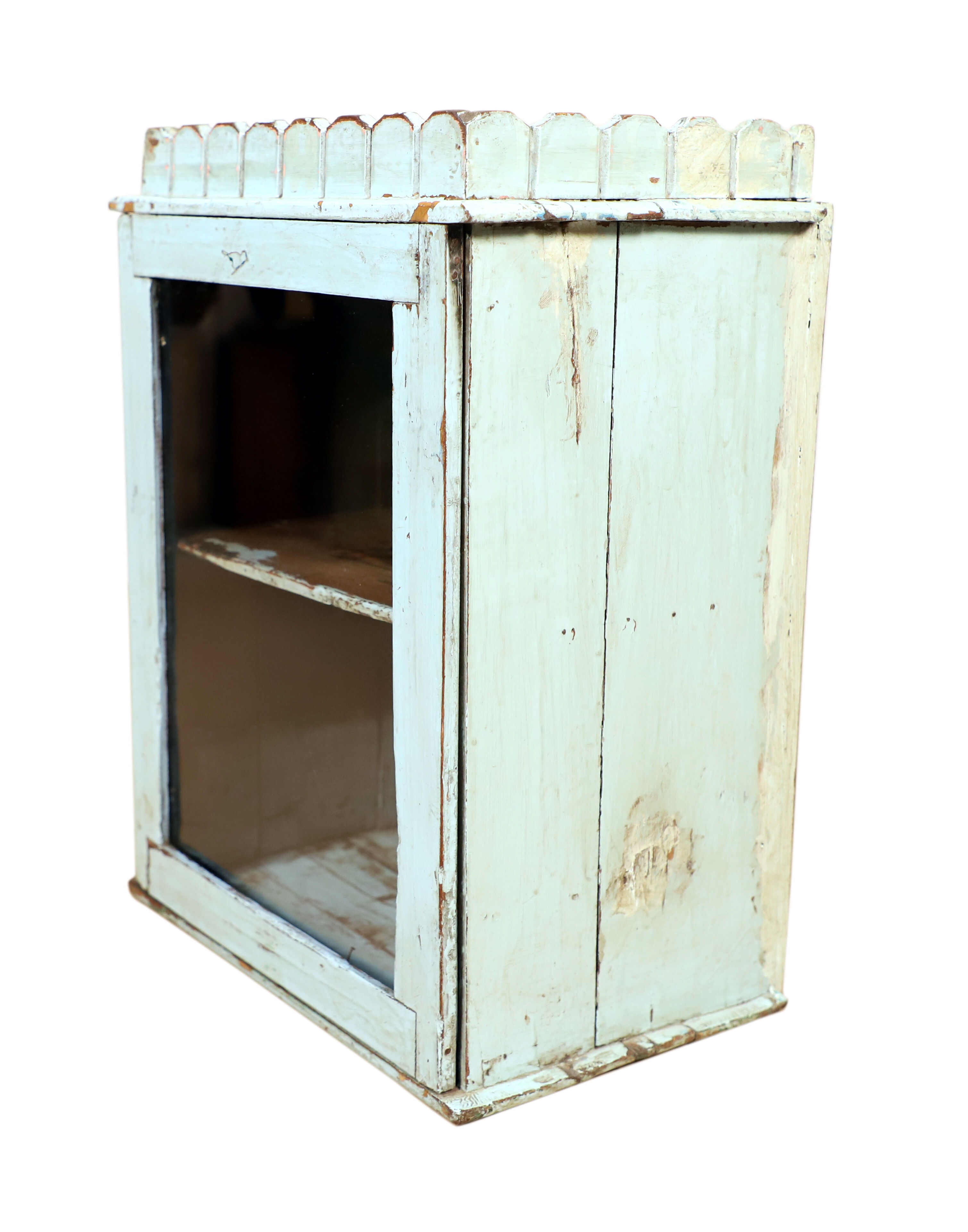 Wall display case - old art deco clock box in burmese teak