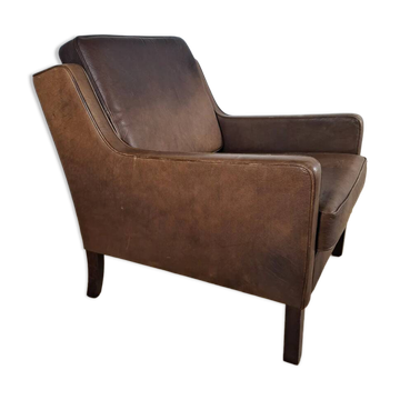 Fauteuil vintage en cuir style Mogensen, années 60