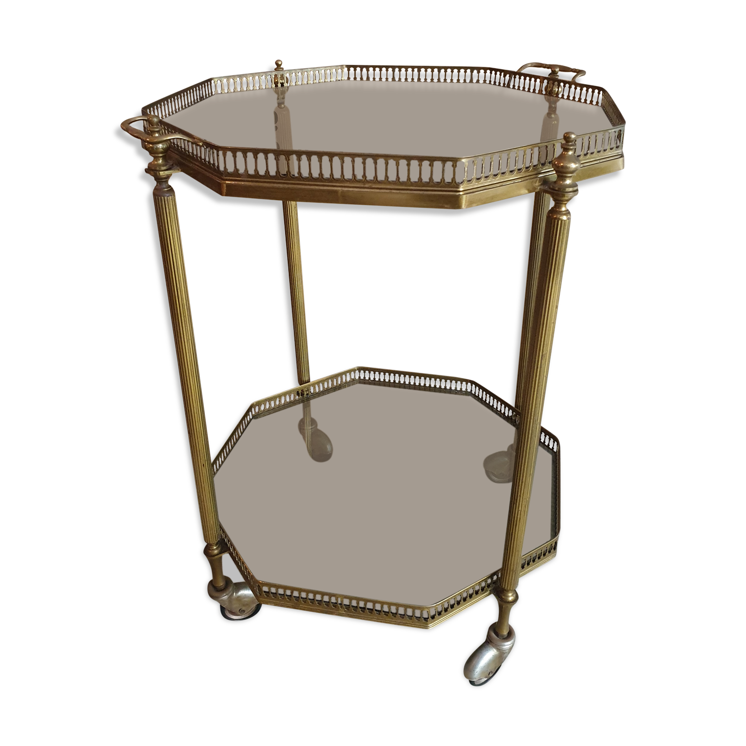 Desserte laiton et verre
