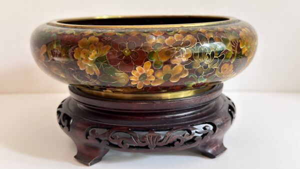 Coupe en émaux cloisonnés sur support bois amovible