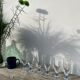 6 flûtes à champagne transparente pied bleu design