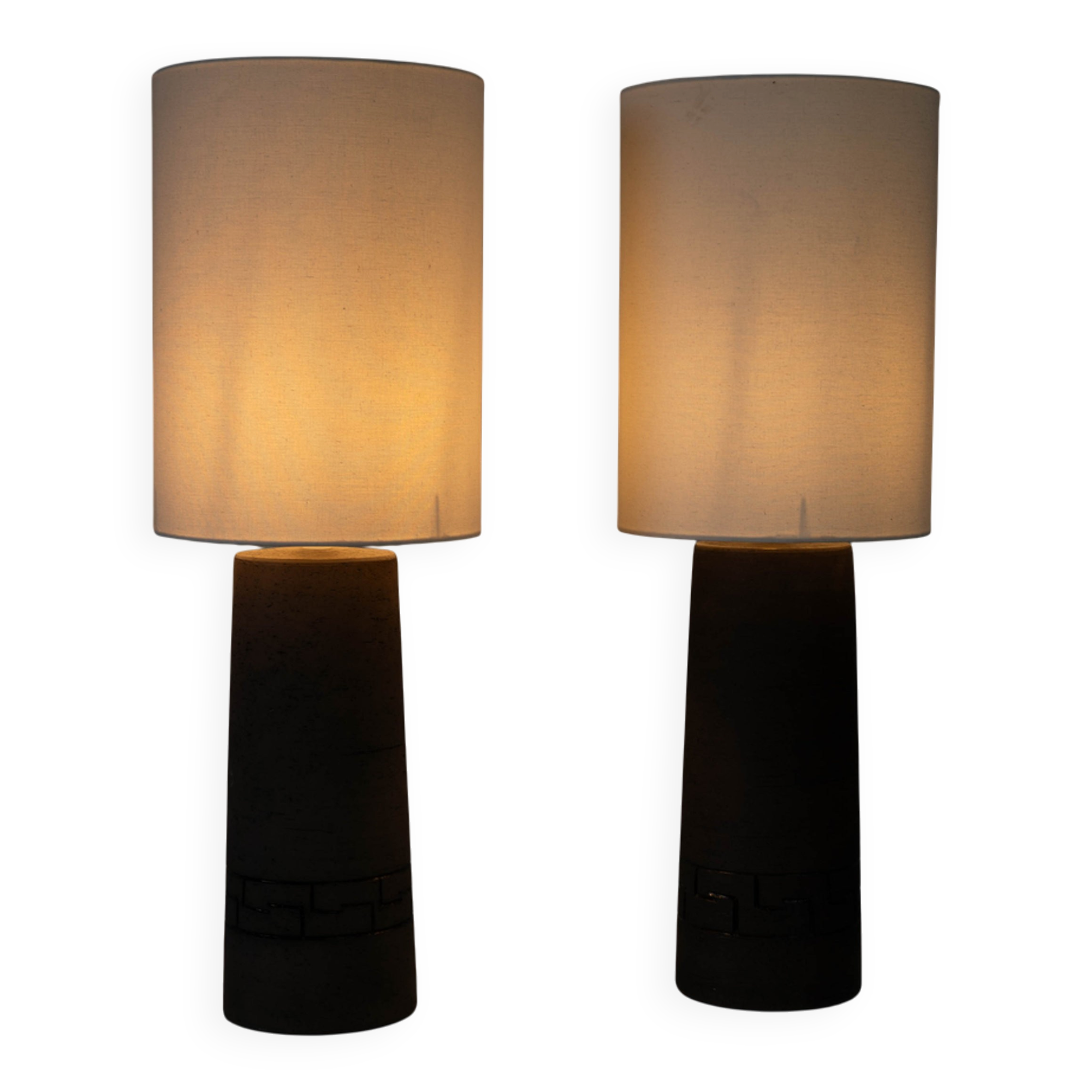 Set of two ceramic sculptural table lamps by Töreboda