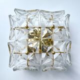 pair vintage wall lamps 60s golden crystal fine gold