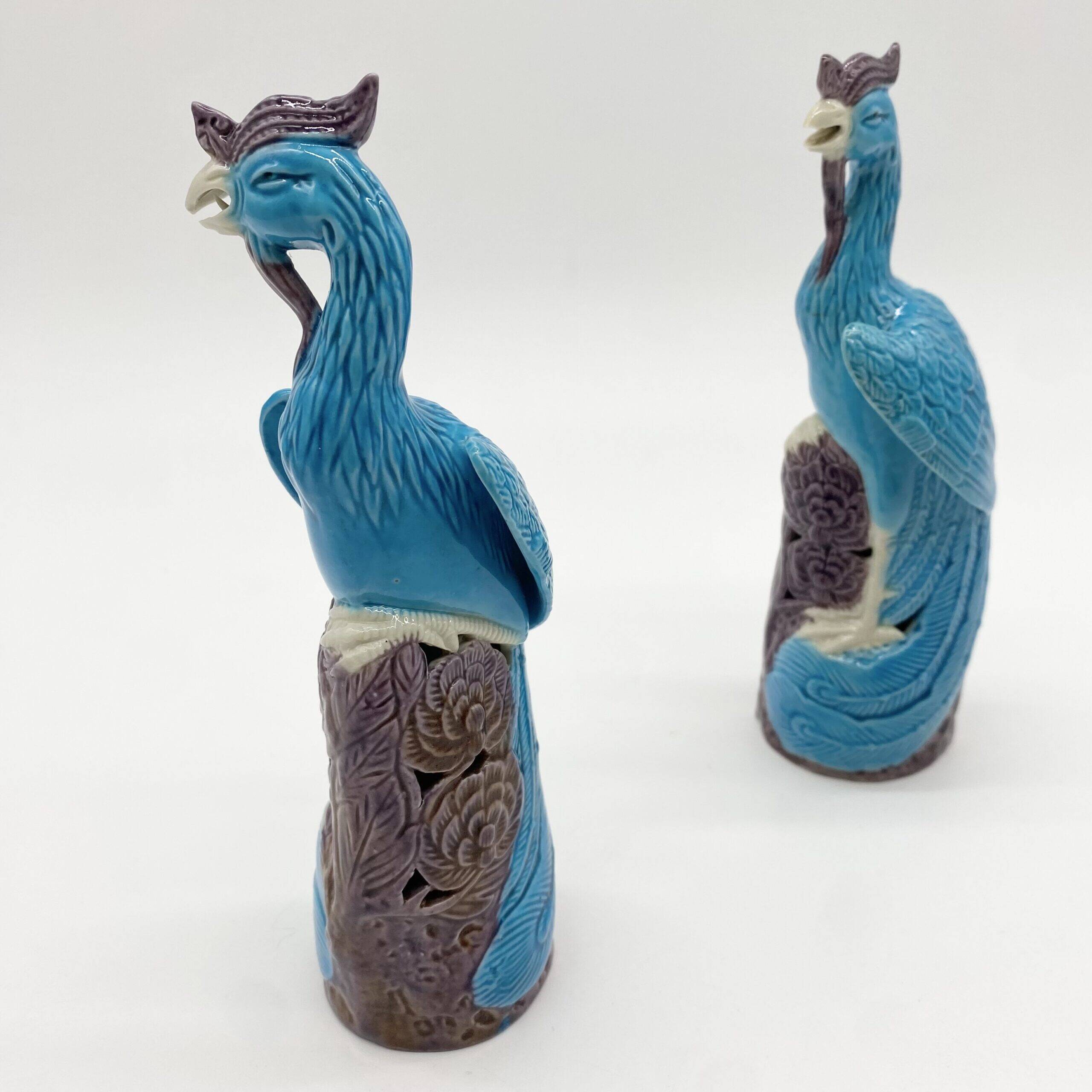 Pair of Chinese "phoenix" fine porcelain, 20th century.