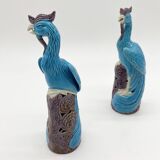 Pair of Chinese "phoenix" fine porcelain, 20th century.