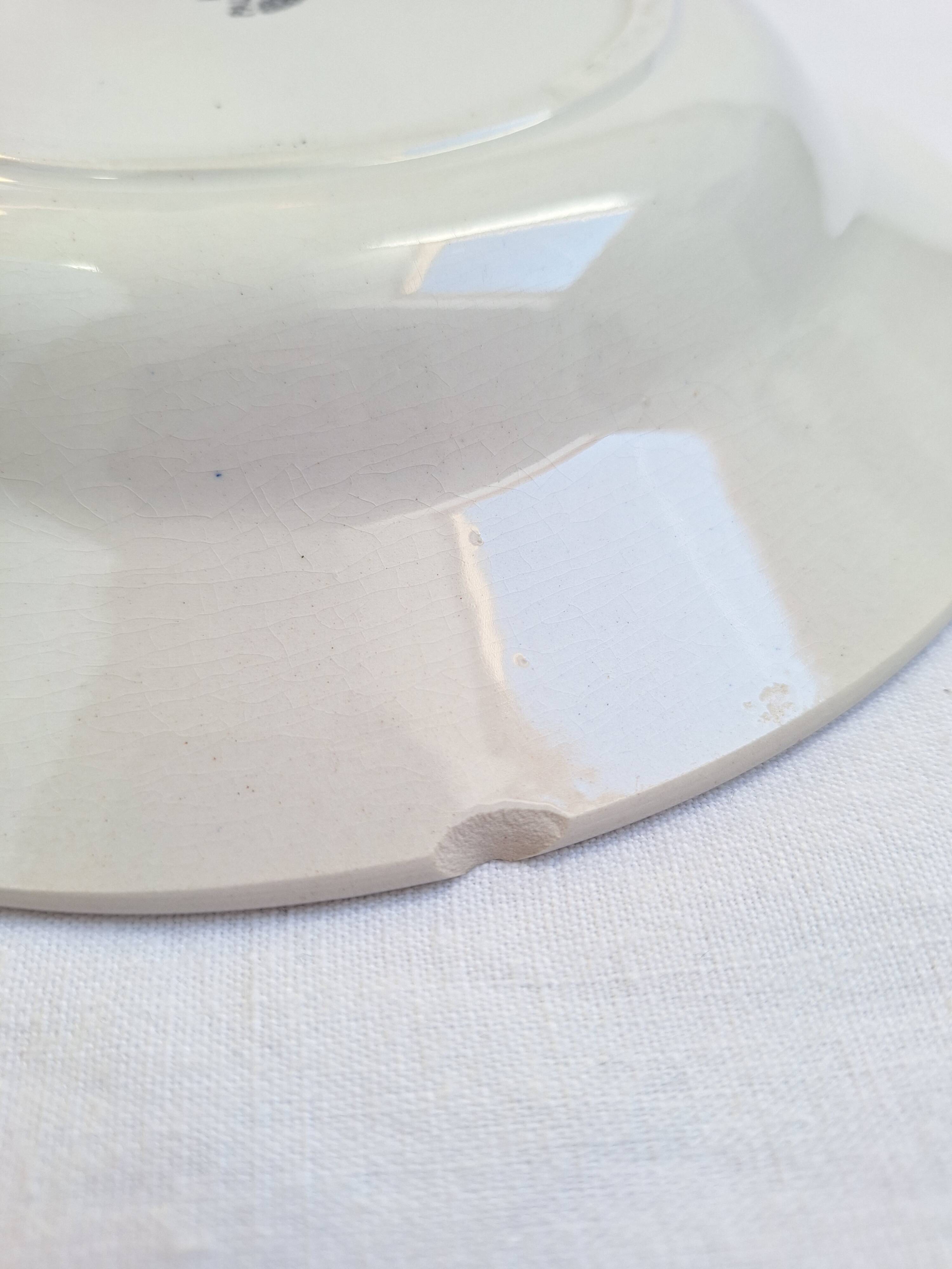 Orange and blue deep plates HBCM and St Amand.