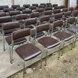 Series of 42 civic chairs year 1970 stackable chrome and skai