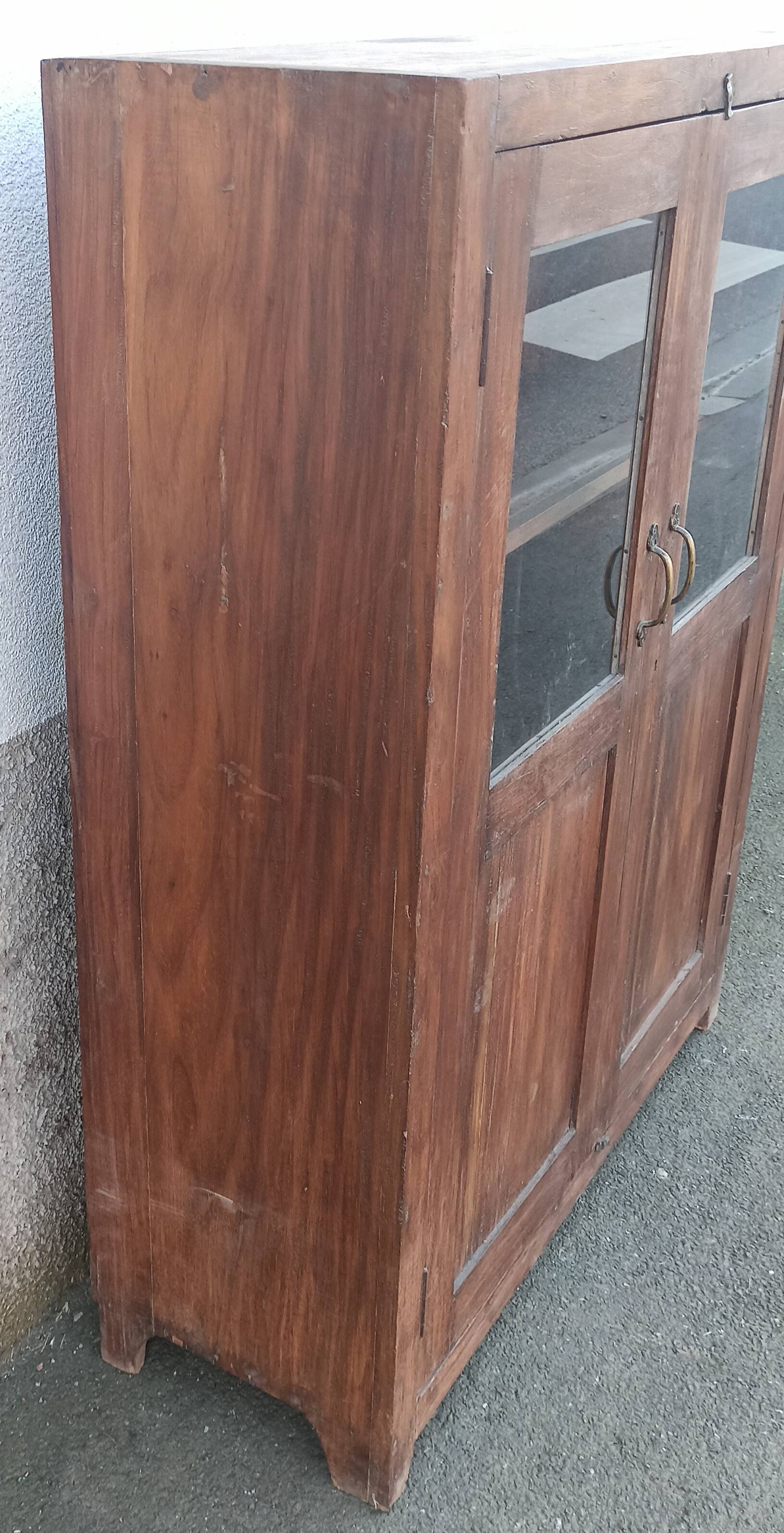 Old wooden glass cabinet