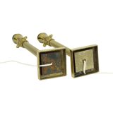 Pair of Hollywood Regency Lamps Brass Pillar Column 75cm