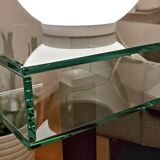 Very beautiful Marais International design pedestal table in 10mm clear glass