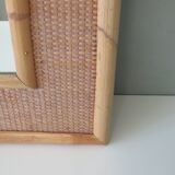 Italian wall mirror vintage vera dal in bamboo and cane