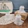 Set of 3 vintage satin glass tulips for lighting – Beaded and pleated decoration