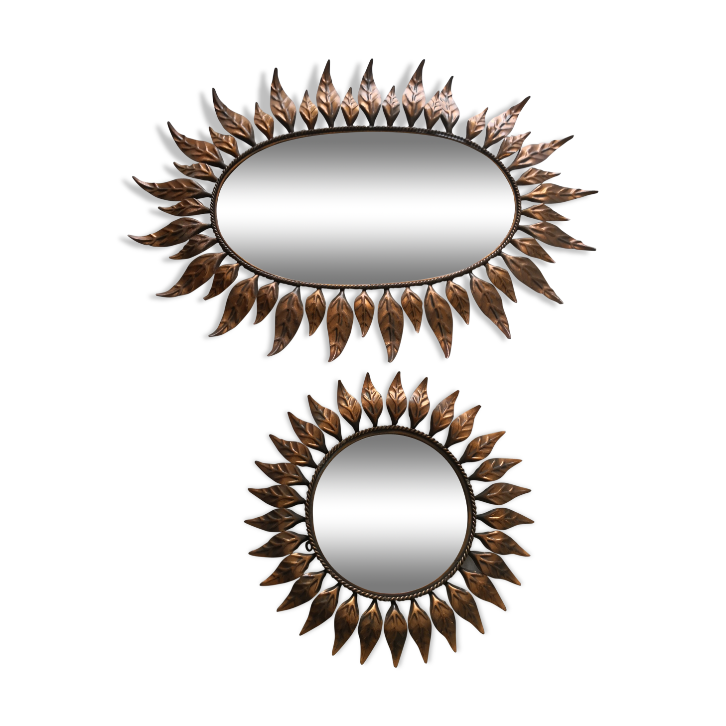 Duo of mirrors in metal of the 60s/70s