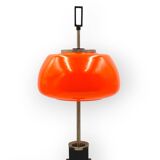 Oscar Torlasco, orange glass table / desk lamp, Prod. Lumi, 1960 ca.
