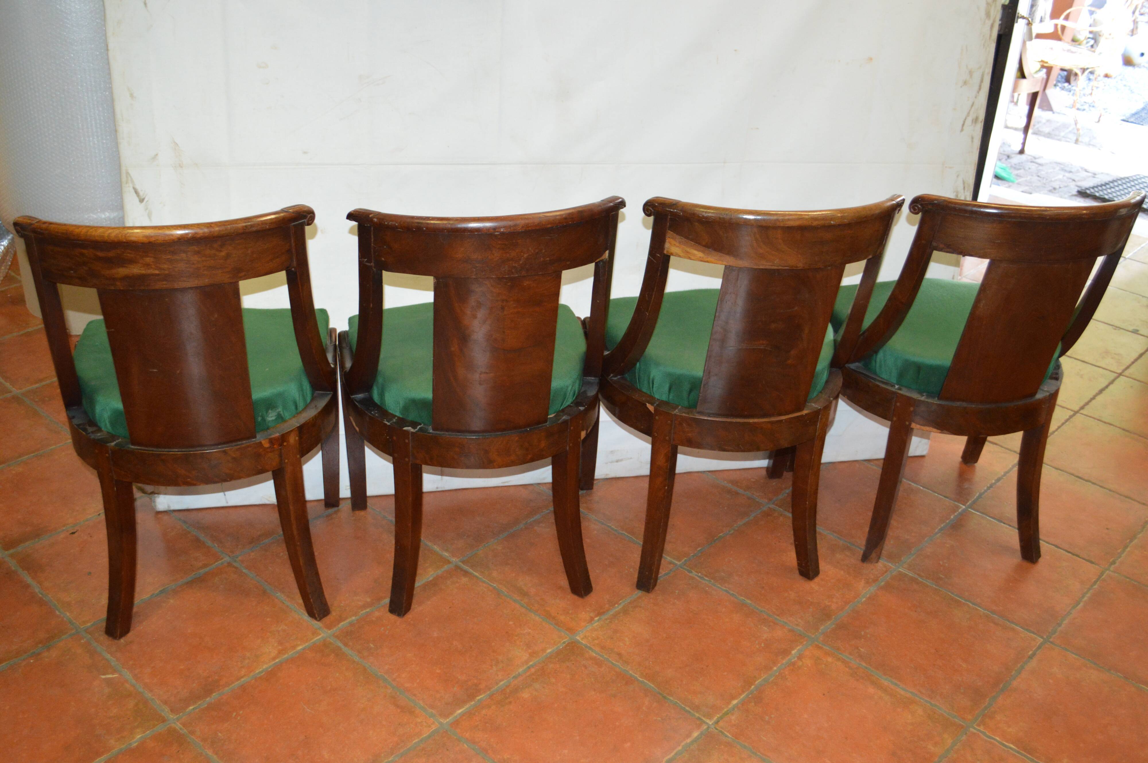 Set of 4 mahogany gondola chairs