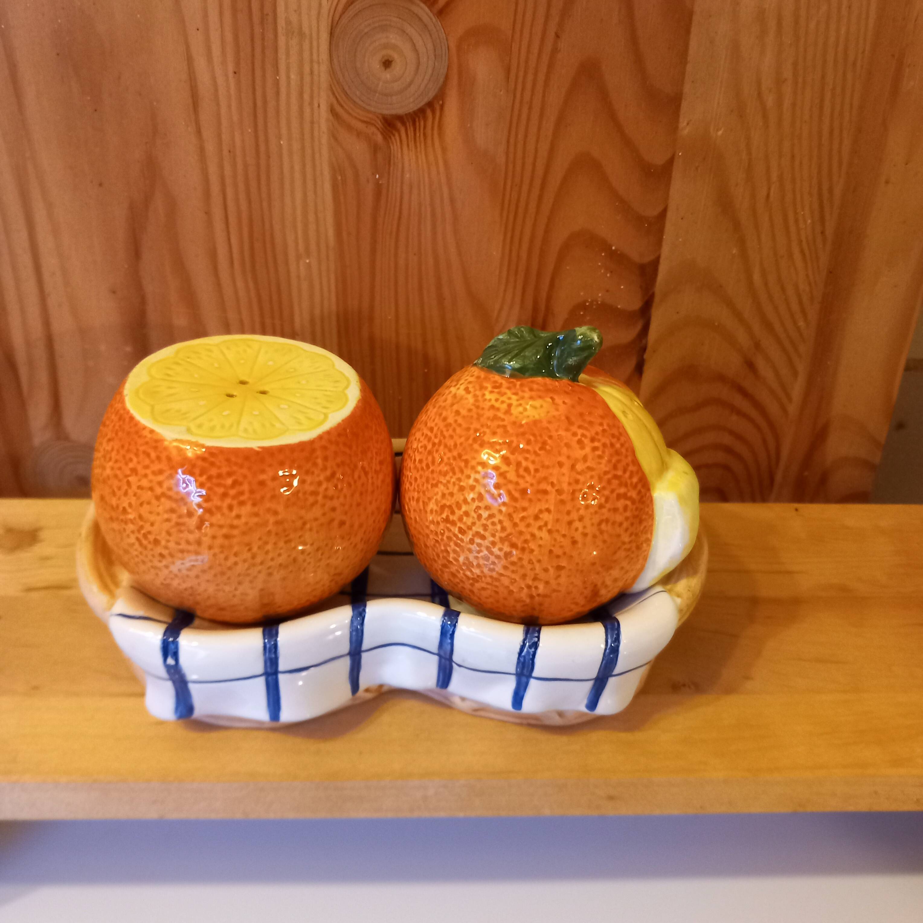 Orange fruit salt and pepper shaker