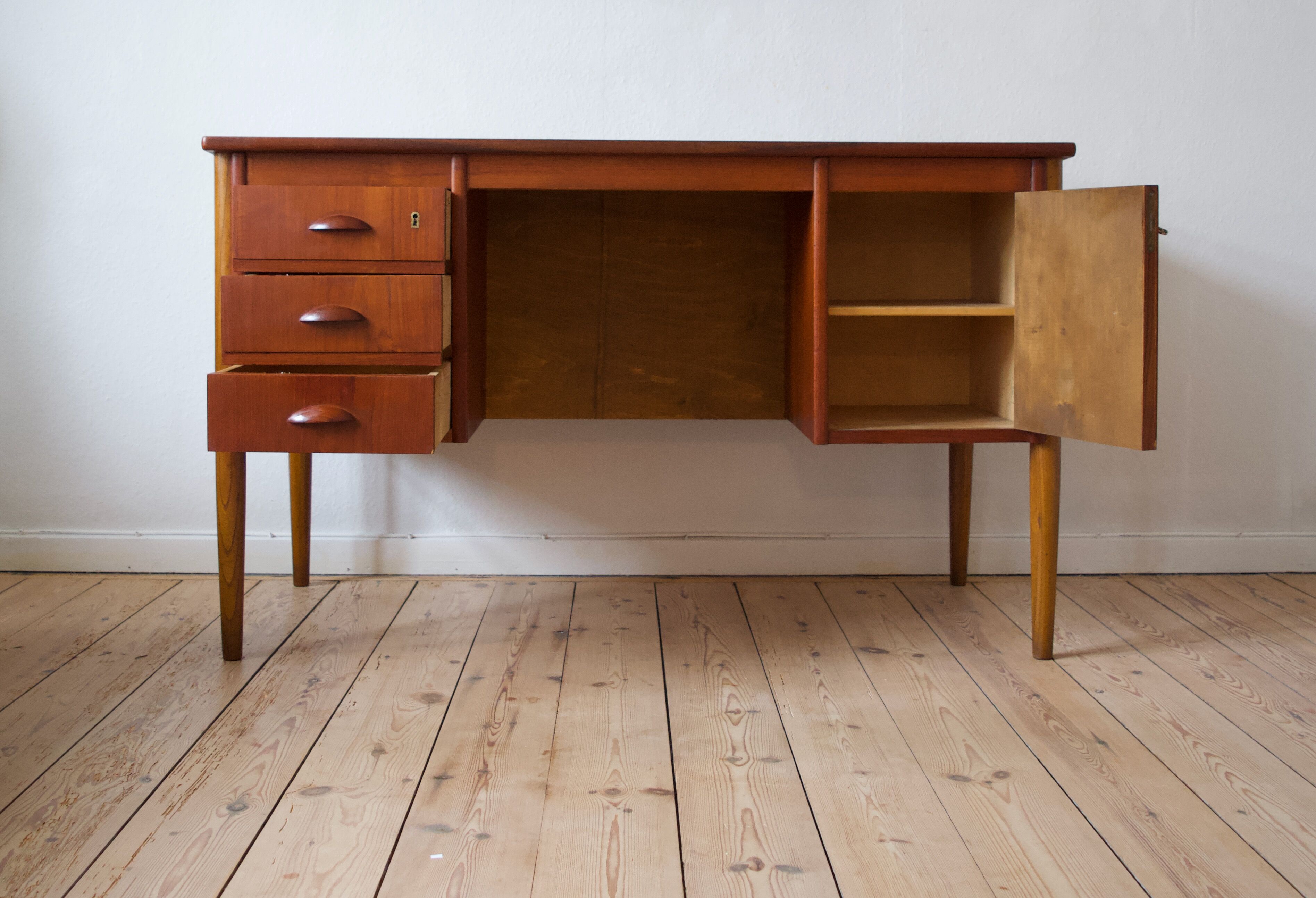 Mid-Century Danish Teak & Beech Desk, 1950s