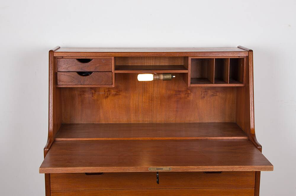 Danish Teak Secretary Desk Model 37 by Arne Wahl Iversen for Vinde Mobelfabrik 1960.