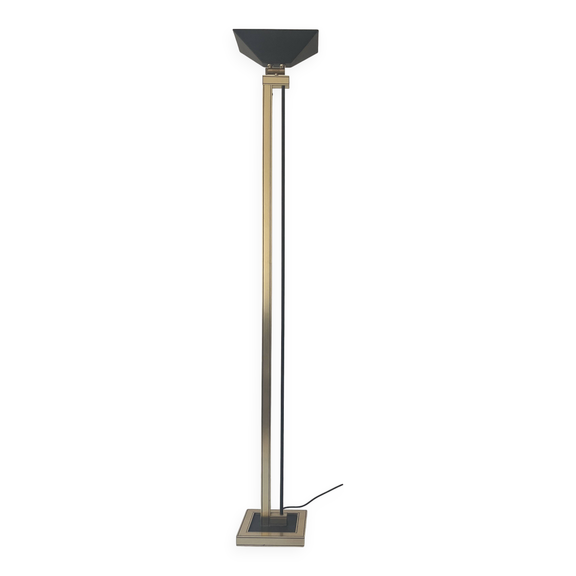halogen floor lamp brass and black metal, relco milano 1970
