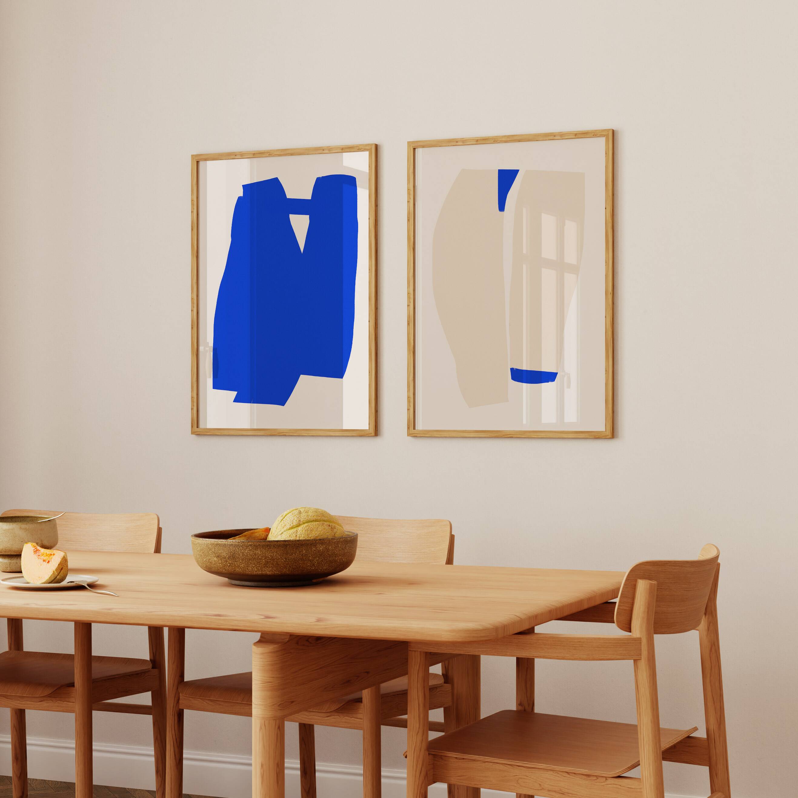 Pair of prints, abstract wall art set of two, 50x70cm