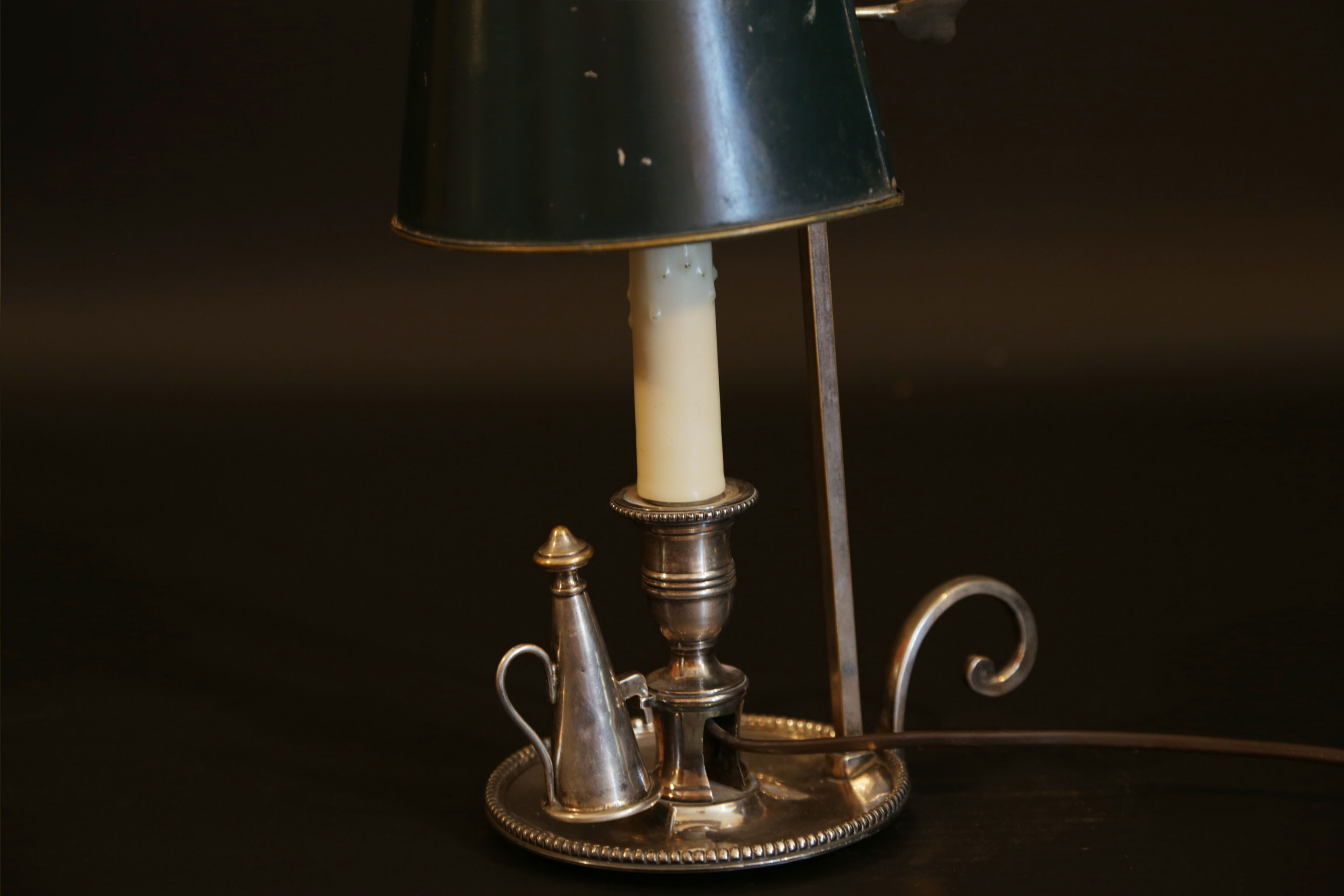 Lampe bouillotte bronze argenté tôle XIXème siècle