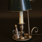 Lampe bouillotte bronze argenté tôle XIXème siècle