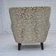 1960s, Danish armchair, light green furniture velour, teak wood legs.