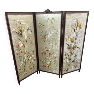 Paravent de Style Louis XVI , bois et soie