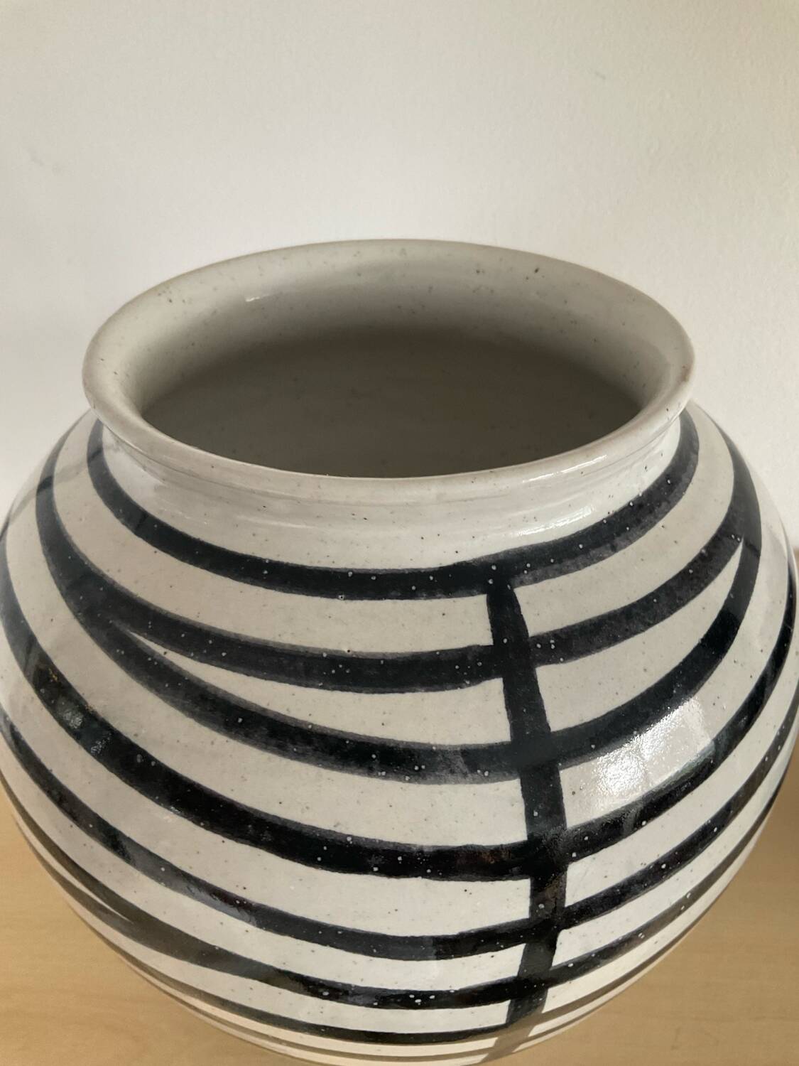 Pair of vintage signed glazed stoneware vases