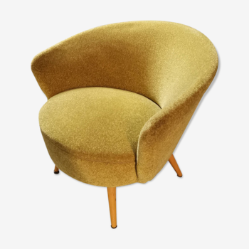 Chair round modernist graphic velvet thick yellow