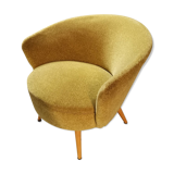 Chair round modernist graphic velvet thick yellow