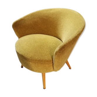 Chair round modernist graphic velvet thick yellow