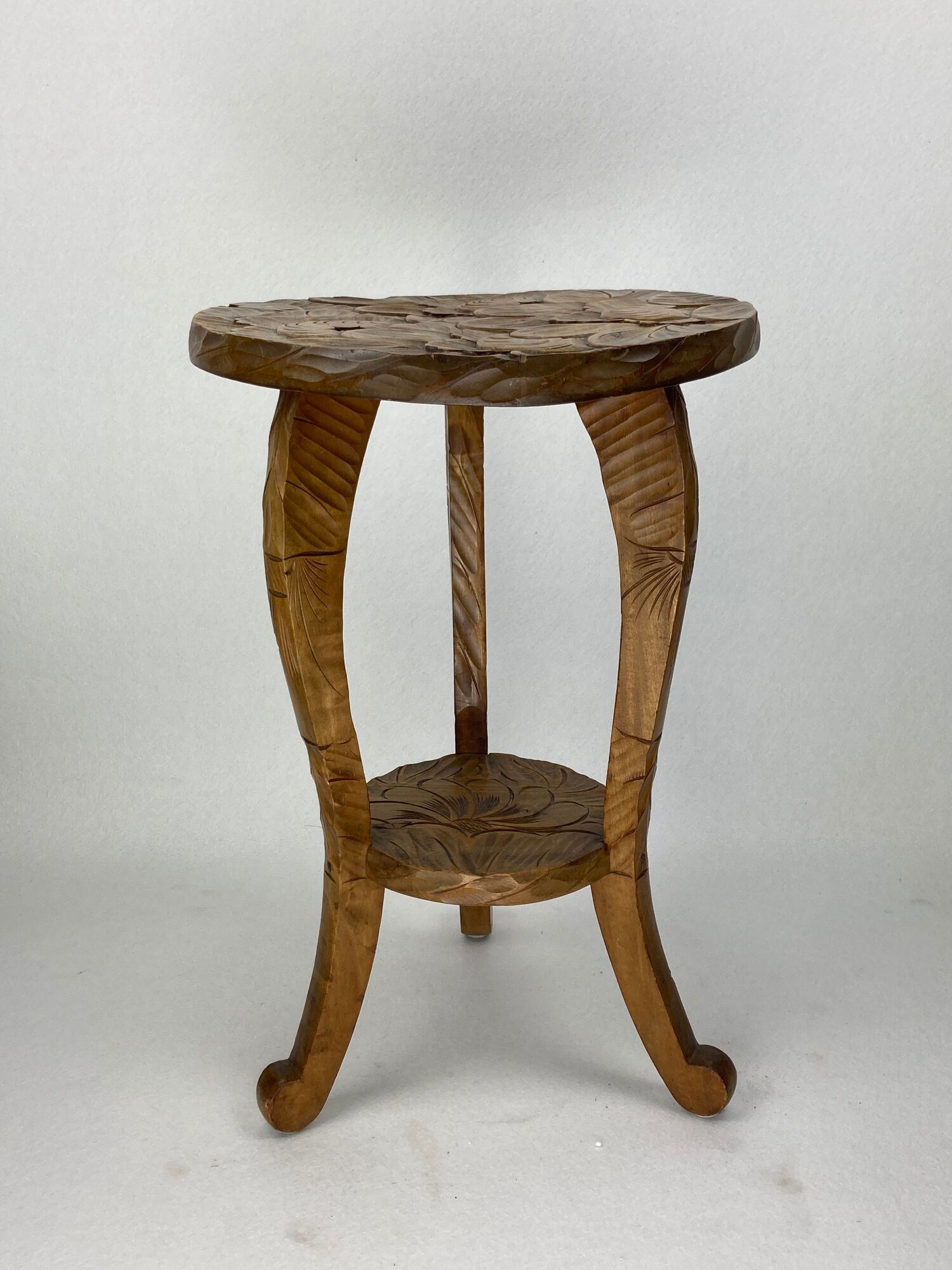 Antique Japanese hand carved side table, Liberty London ca 1905