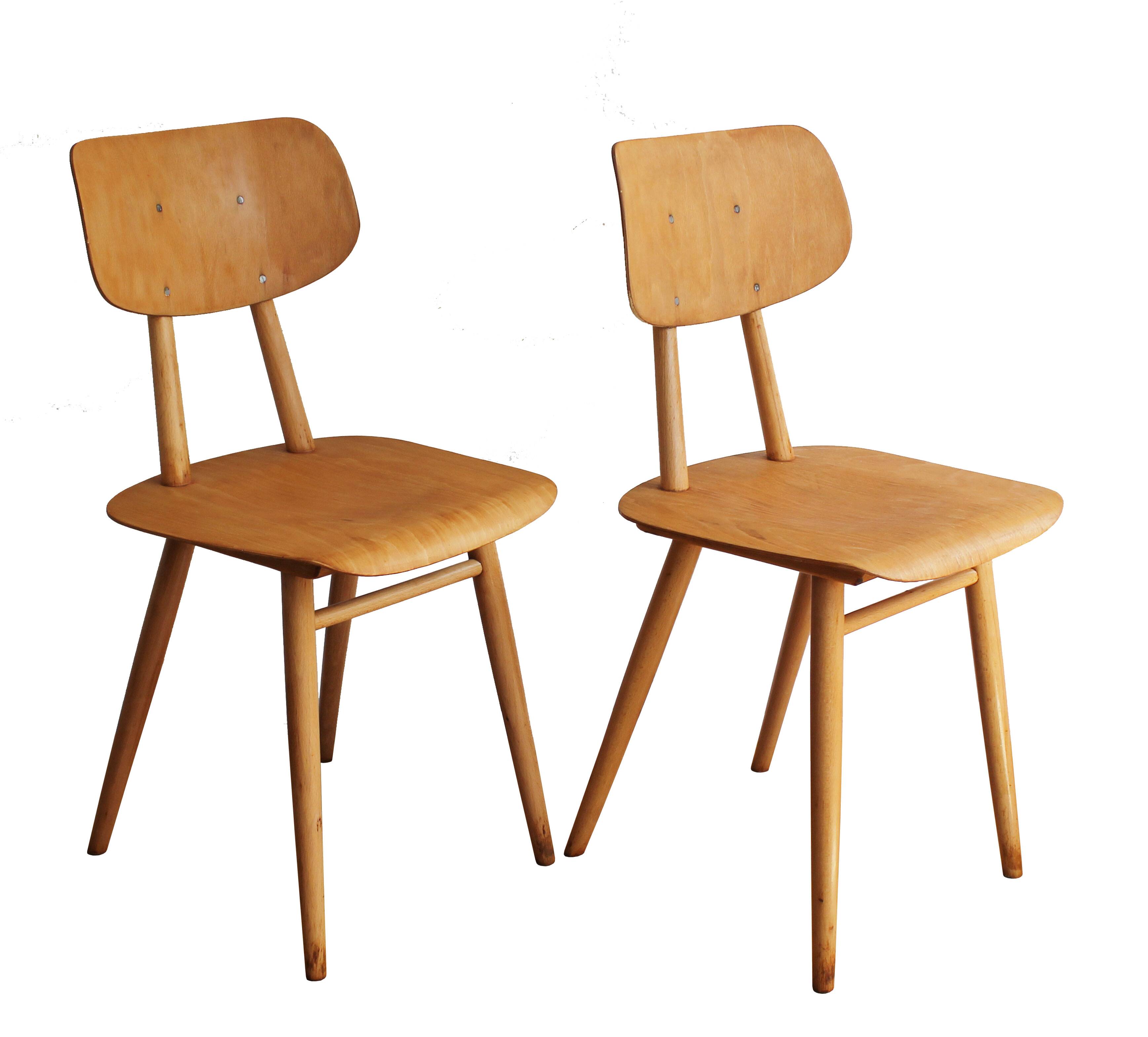 Pair of Dining Chairs by Antonin Suman for TON