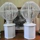a pair of very large modernist lamps in painted ceramic and wood