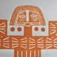 Original Pre-Columbian print, Aztecs Colombia folk 60s