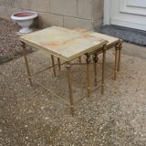 table gigogne laiton et onyx