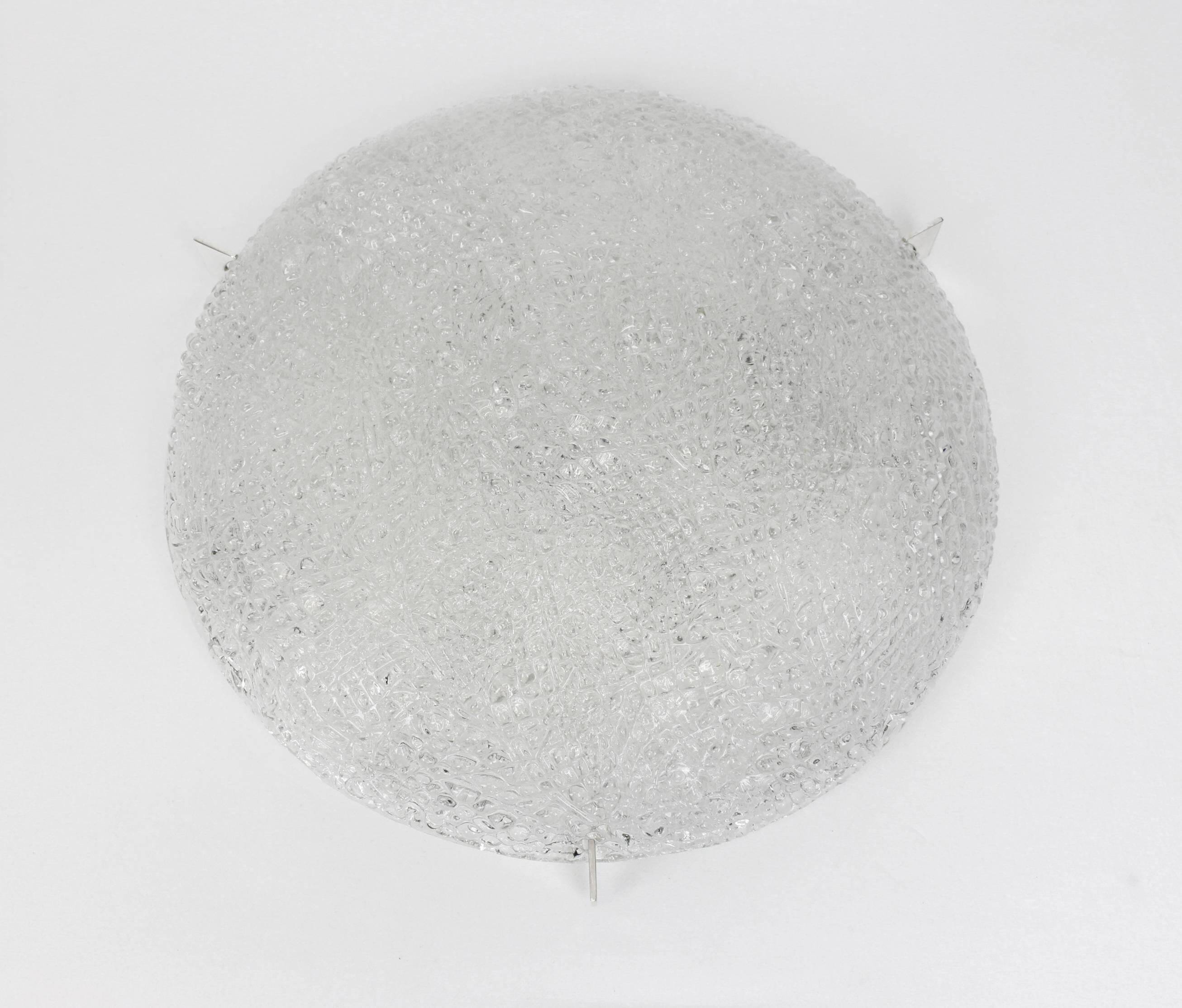 Round Frosted Glass Ceiling Light, Kaiser, Germany, 1970s