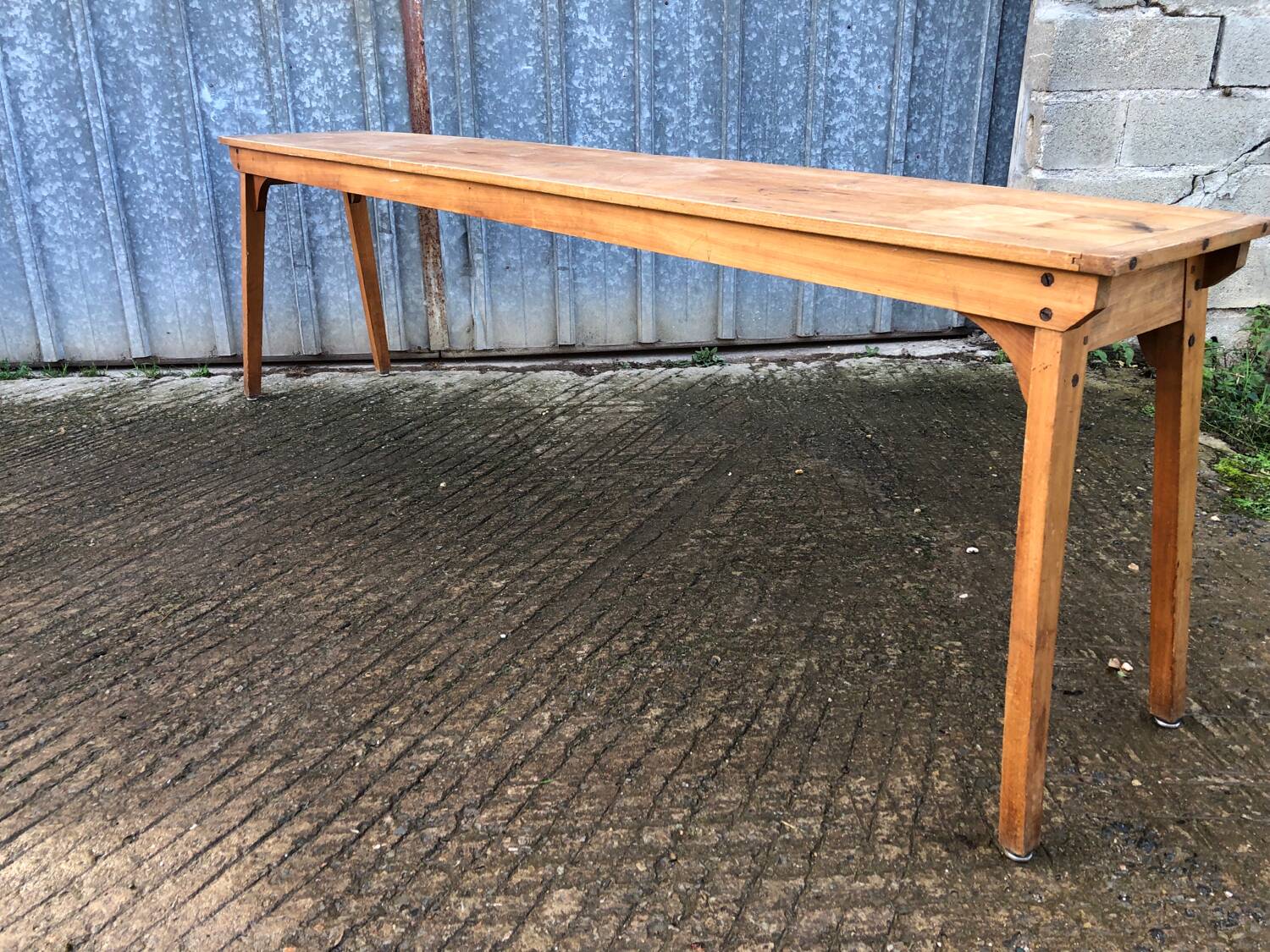 Table console vintage en hêtre massif