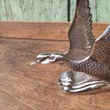 Vintage duck mail holder in silver metal