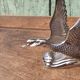 Vintage duck mail holder in silver metal