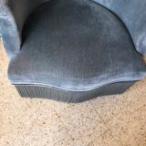 Vintage toad armchair in blue velvet