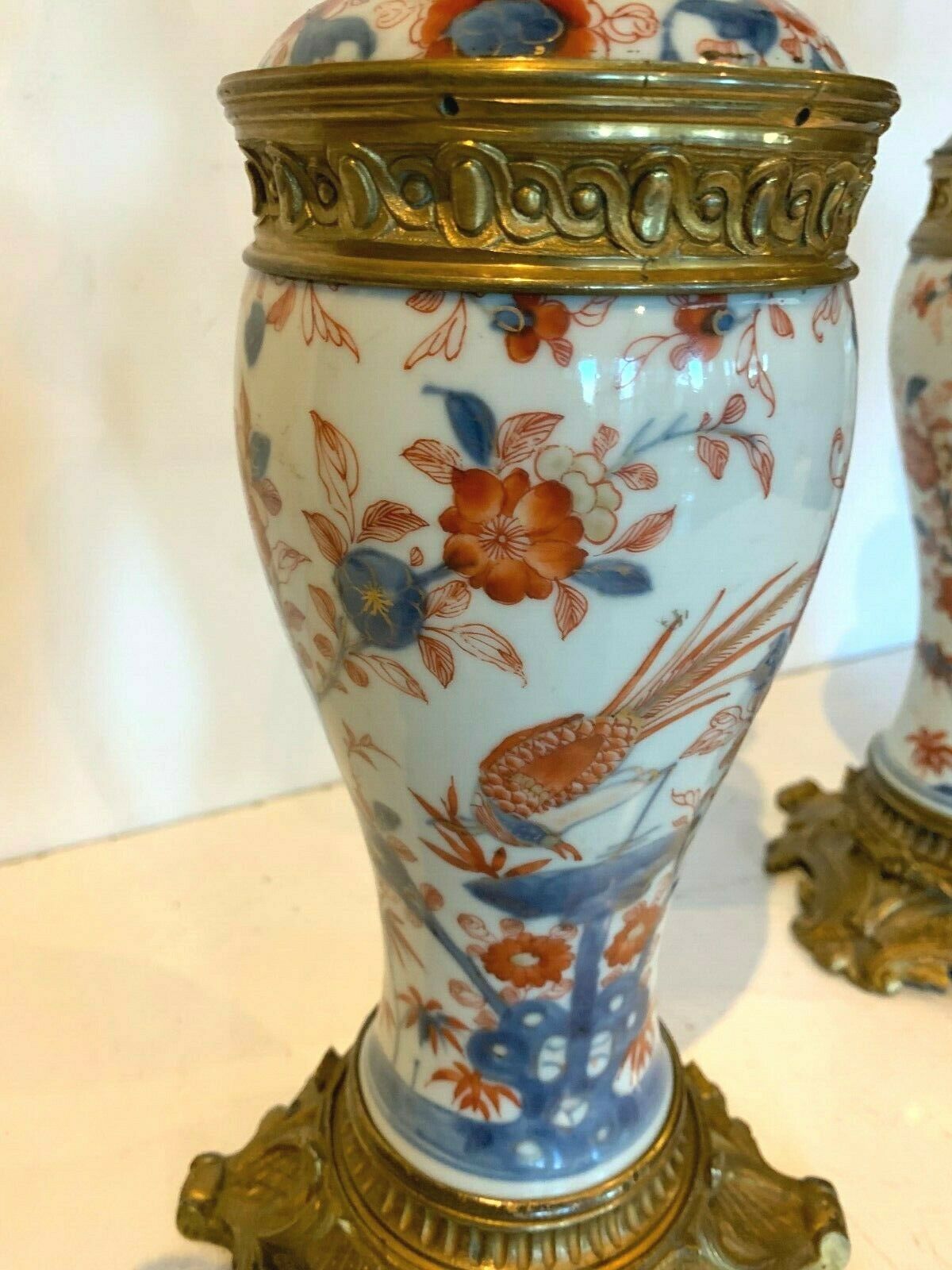 Pair of China porcelain lamp chiseled bronze 19th century