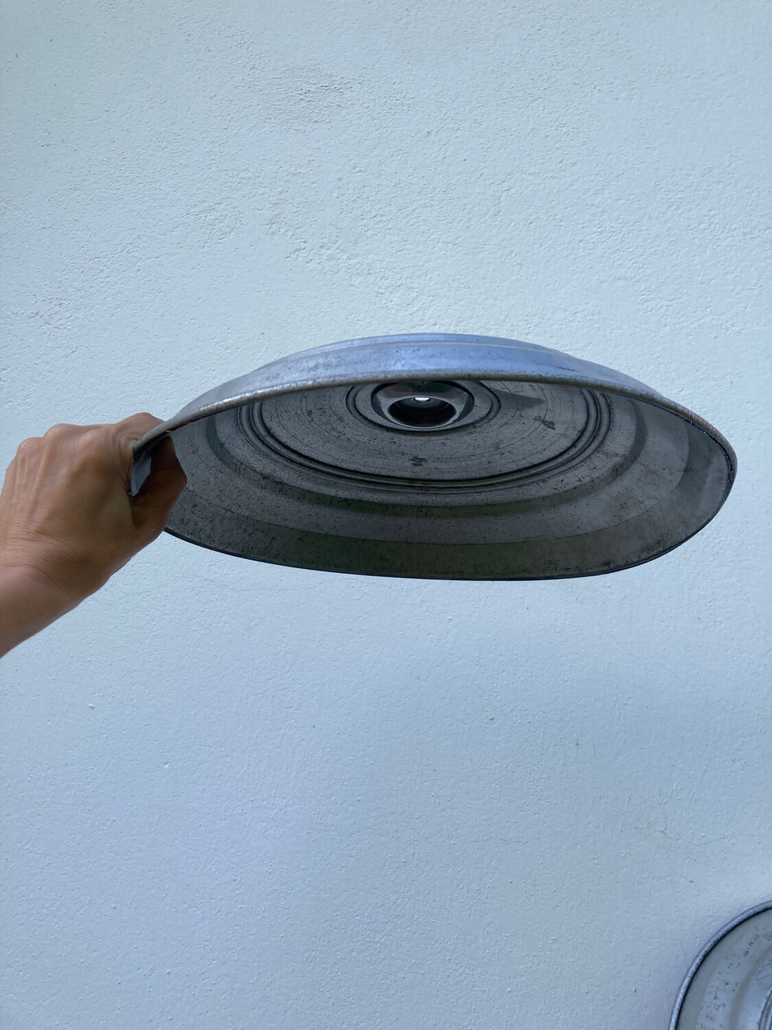 Pair of industrial pendant lamp JT in gray metal / vintage luminaire