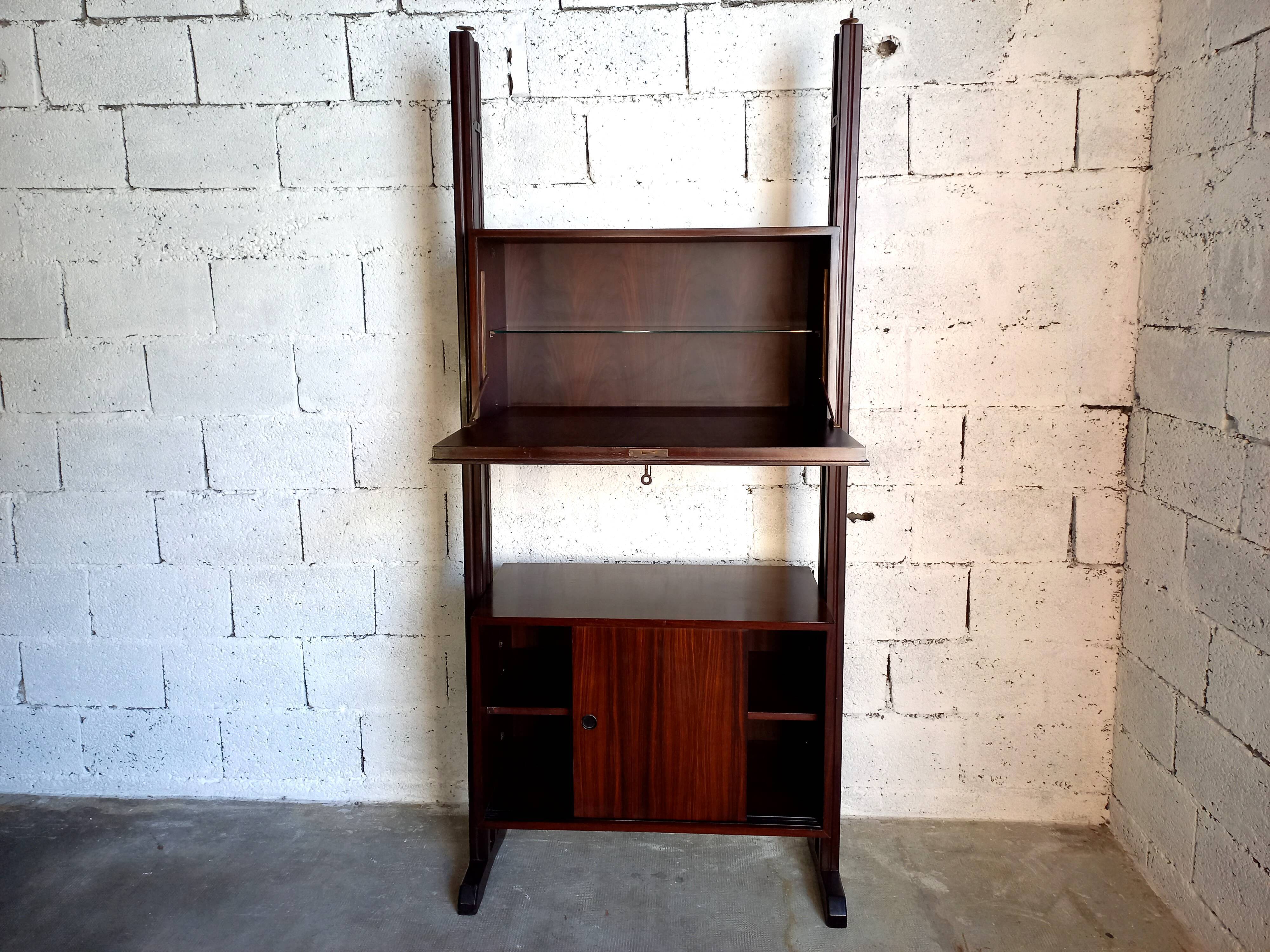 Modular bookcase in rosewood 60s