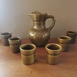 Vintage ceramic pitcher and 6 cups